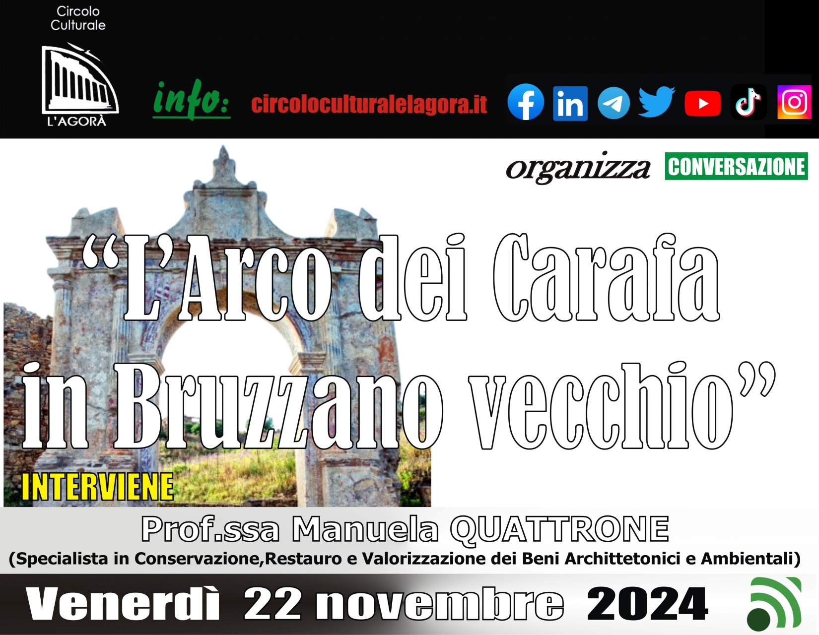 A Reggio Calabria conversazione sul tema "L’Arco dei Carafa in Bruzzano vecchio"